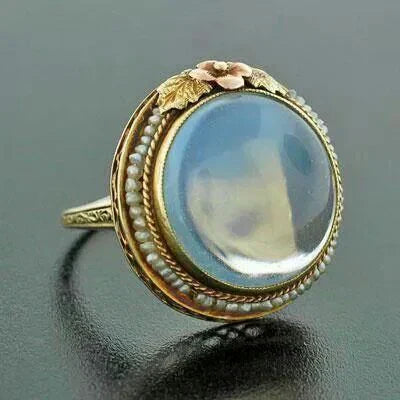 Vintage Rounded Moonstone Ring-Mialla Jewelry