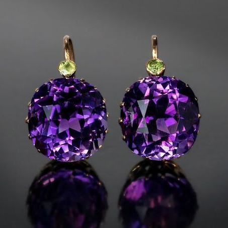 Vintage Purple Rounded Zirconia Earrings-Mialla Jewelry