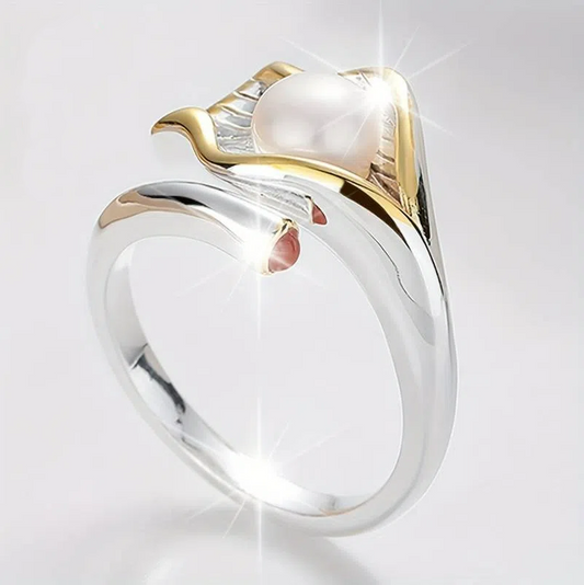 Vintage Gold & Silver Pearl Ring-Mialla Jewelry