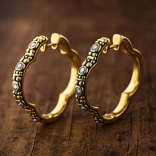 Boho Golden Hoop Earrings-Mialla Jewelry