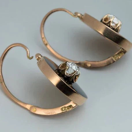 Vintage Golden & Zirconia Earrings-Mialla Jewelry