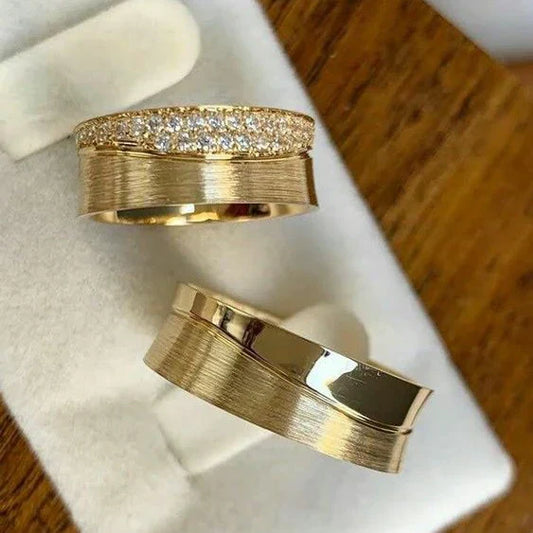 Vintage Golden Set Bright Rings-Mialla Jewelry