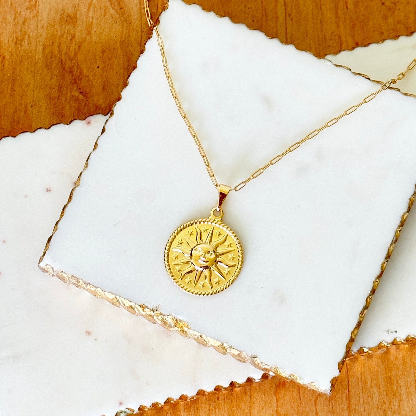 Elena Sun Medallion Pendant Necklace-Mialla Jewelry