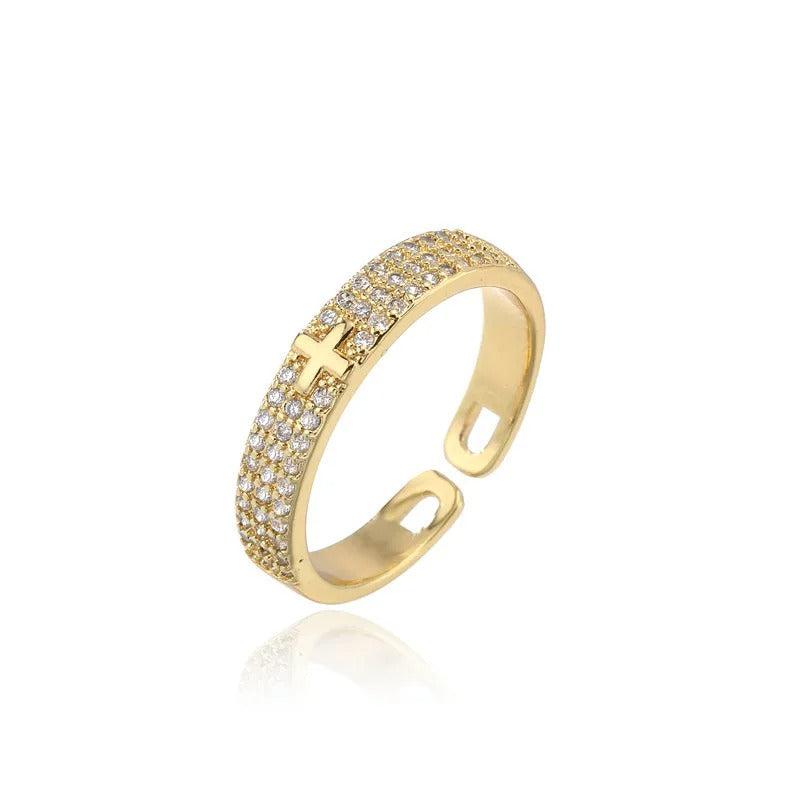 Gold Sparkling Faith Resizable Ring-Mialla Jewelry
