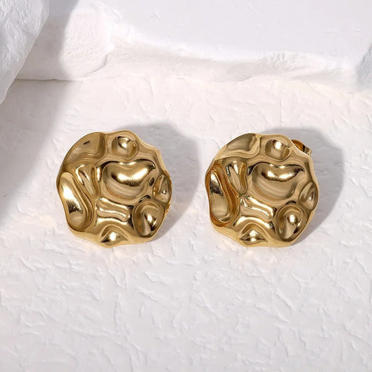 Vintage Abstract Gold Fluid Design Earrings-Mialla Jewelry