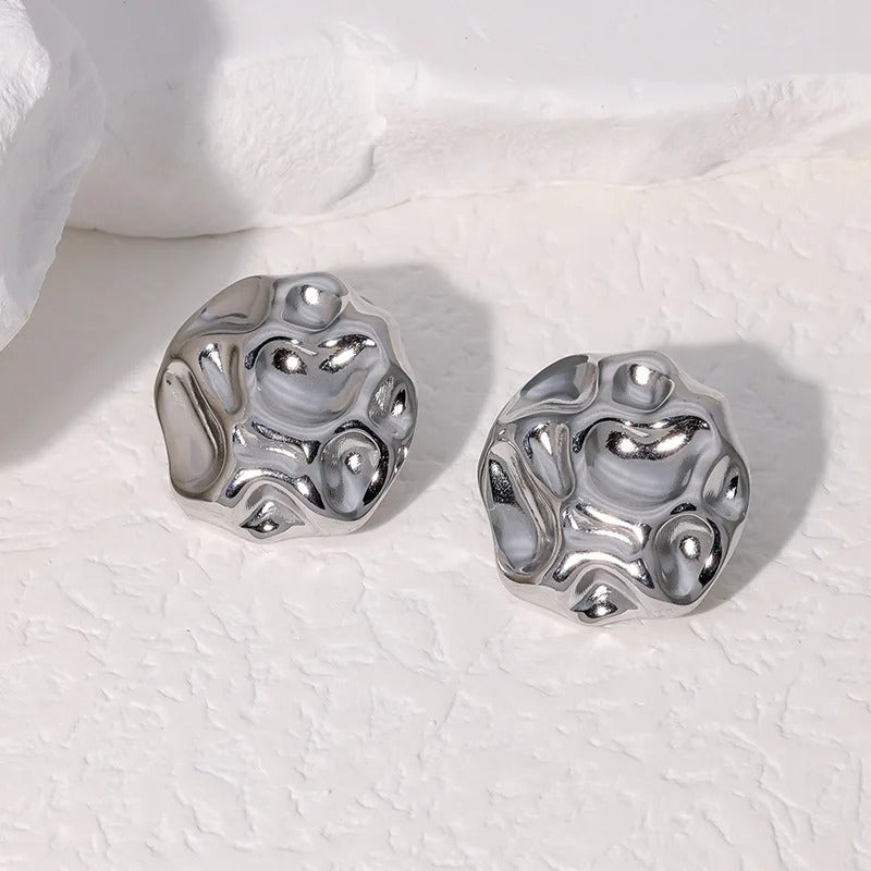 Abstract Wavy Texture Silver Earrings-Mialla Jewelry