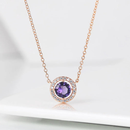 Vintage Rose Gold Sparkling Purple Crystal Necklace-Mialla Jewelry