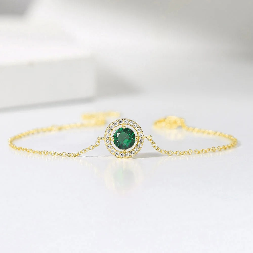 Vintage Gold Green Crystal & Pave Border Bracelet-Mialla Jewelry
