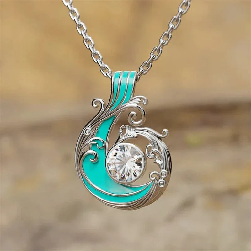 Silver Turquoise Filigree Necklace-Mialla Jewelry