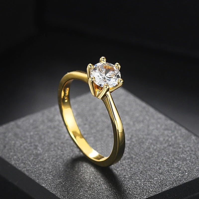 Timeless Gold Solitaire Round Center Ring-Mialla Jewelry