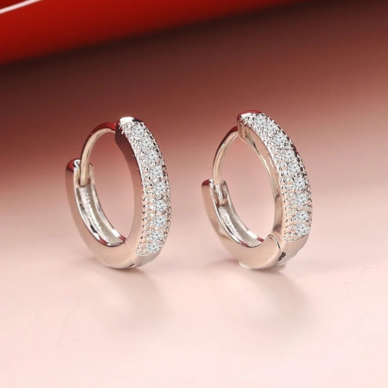 Silver Pav�� Antique Charm Hoop Earrings-Mialla Jewelry