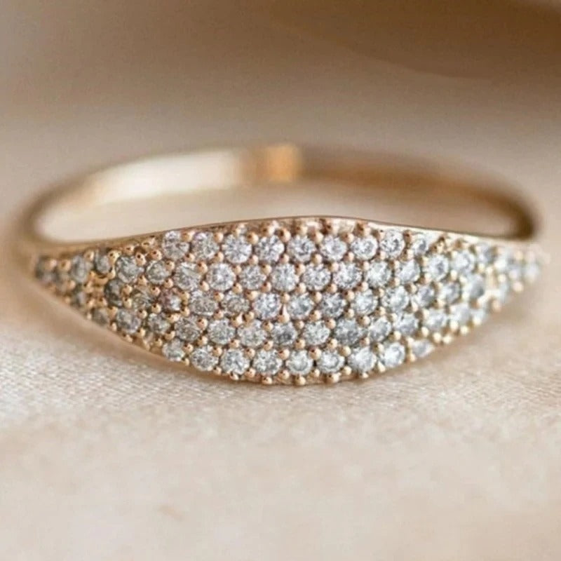 Vintage Gold Sparkling Dome Ring-Mialla Jewelry