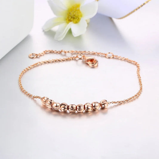 Classic Rose Gold Smooth Round Bead Bracelet-Mialla Jewelry