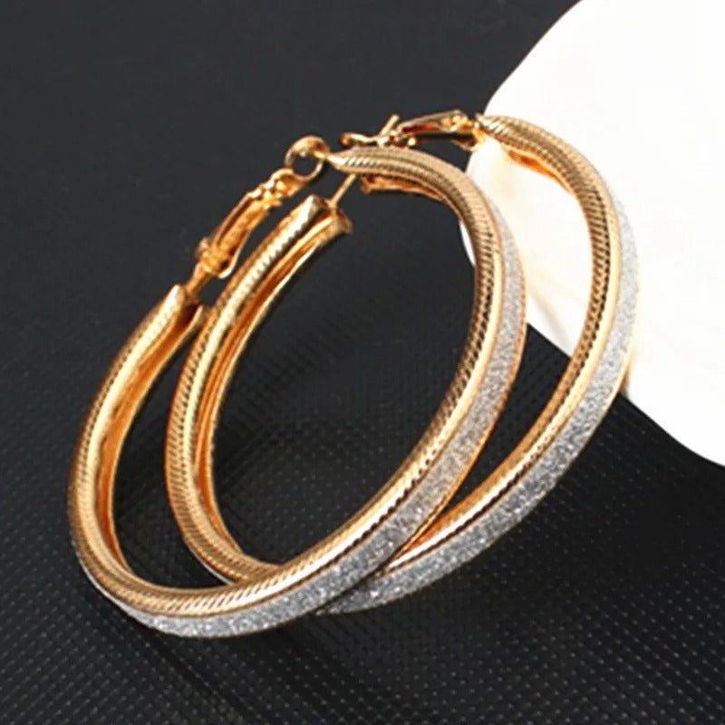 Vintage Two-Tone Gold & Silver Hoop Earrings-Mialla Jewelry