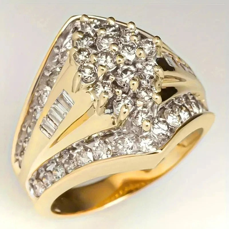 Vintage Gold Cluster Sparkle Ring-Mialla Jewelry