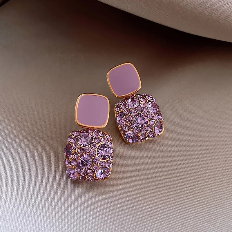 Sparkling Purple Retro Earrings-Mialla Jewelry