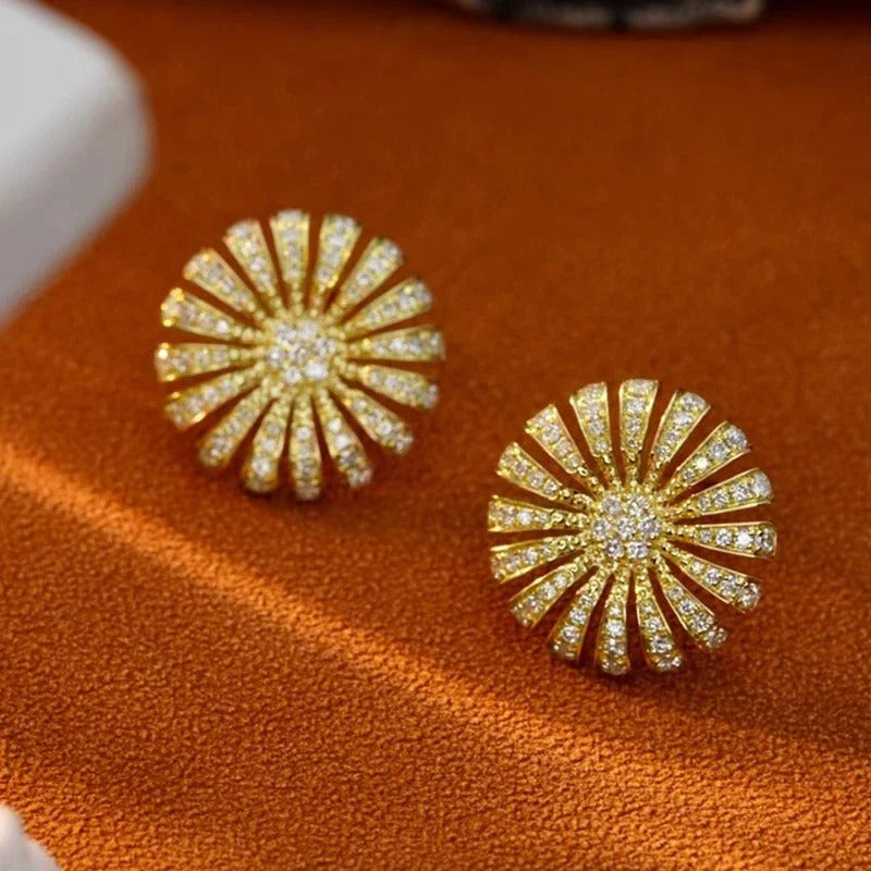 Vintage Gold Twinkle Petal Earrings-Mialla Jewelry
