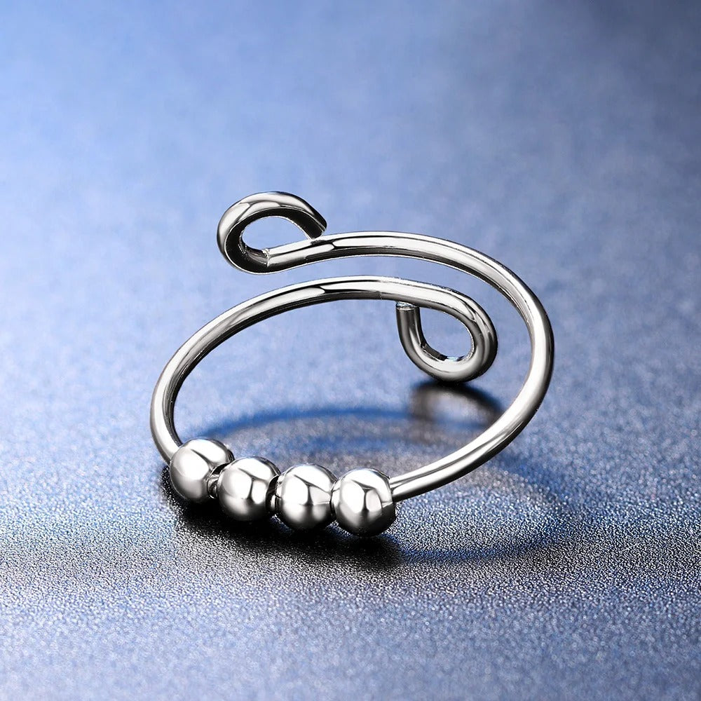 Vintage Silver Minimalist Swirl Adjustable Ring-Mialla Jewelry