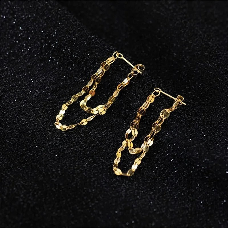 Vintage Gold Chain Drop Earrings-Mialla Jewelry