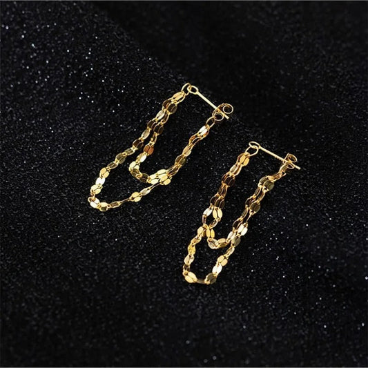 Vintage Gold Chain Drop Earrings-Mialla Jewelry