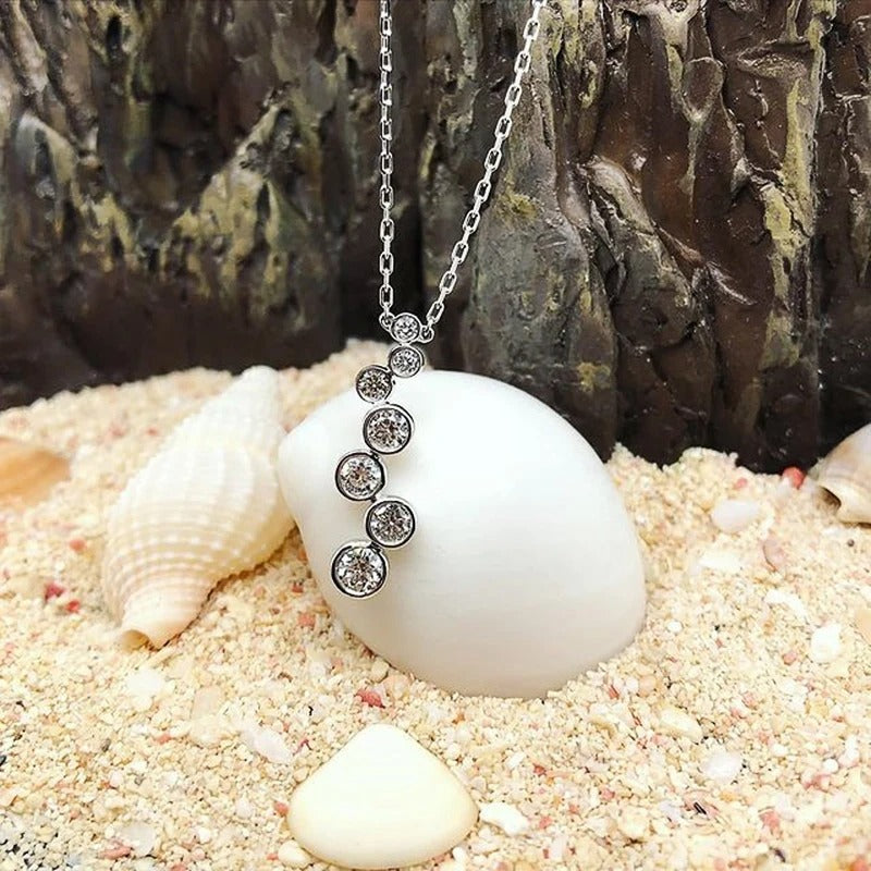 Vintage Silver Round Crystal Necklace-Mialla Jewelry
