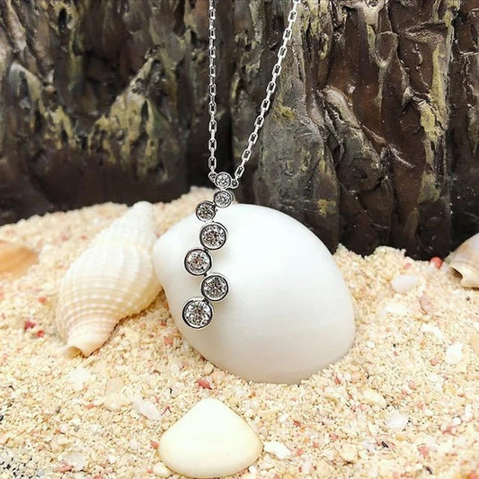 Vintage Silver Round Crystal Necklace-Mialla Jewelry