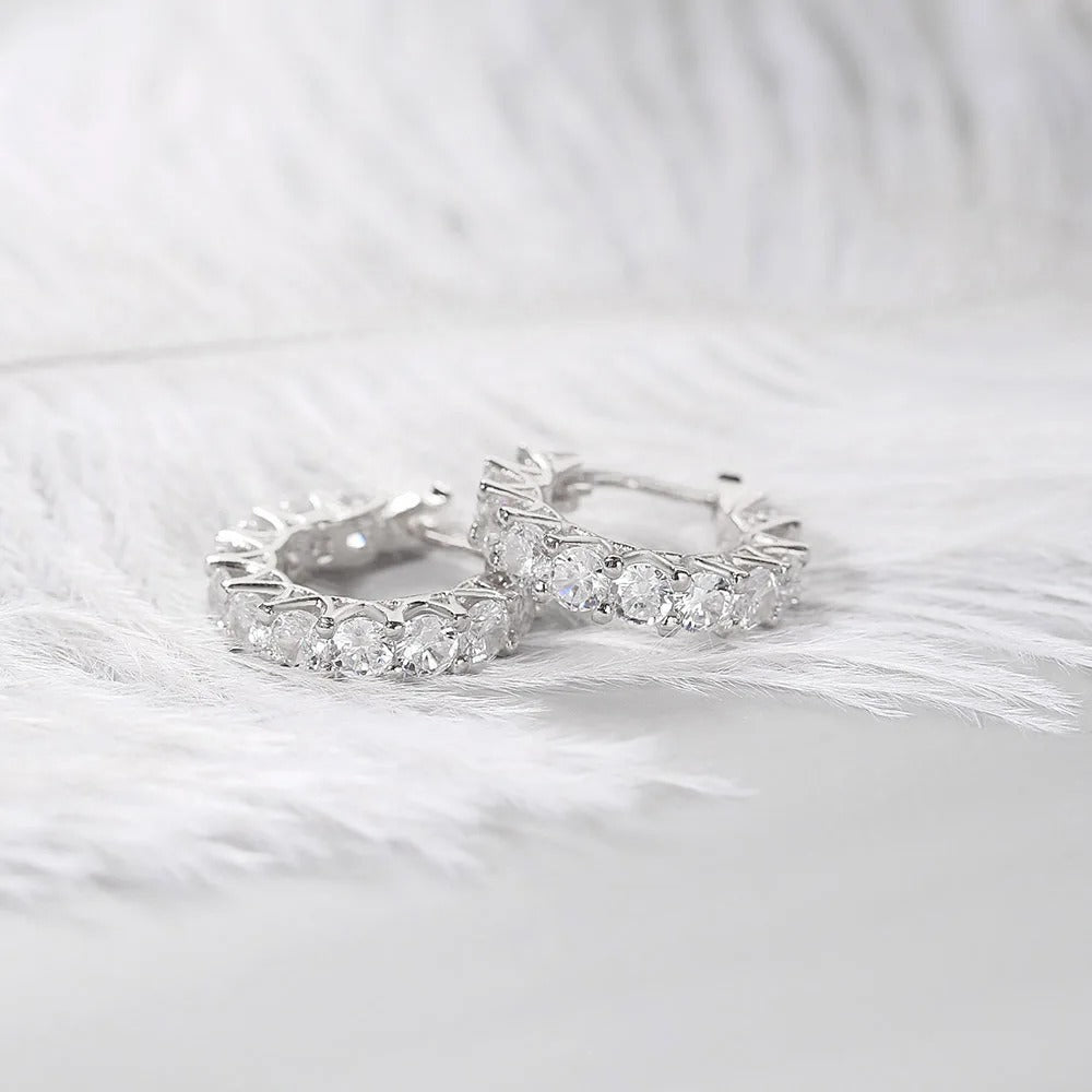 Vintage Silver Classic Round Cut Hoop Earrings-Mialla Jewelry