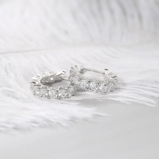 Vintage Silver Classic Round Cut Hoop Earrings-Mialla Jewelry