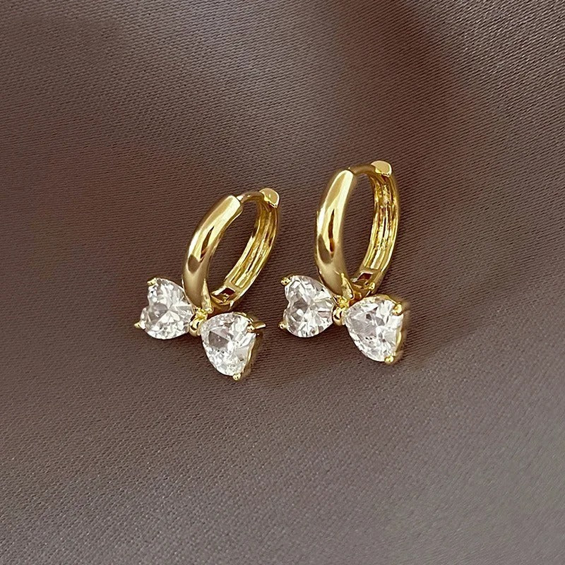Vintage Gold Floral Bow Hoop Earrings-Mialla Jewelry