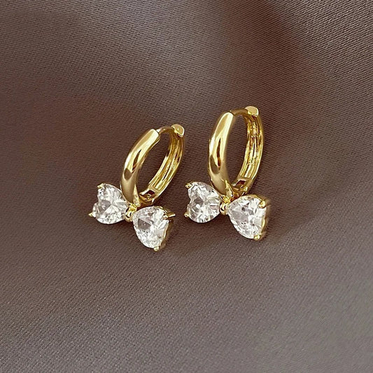Vintage Gold Floral Bow Hoop Earrings-Mialla Jewelry