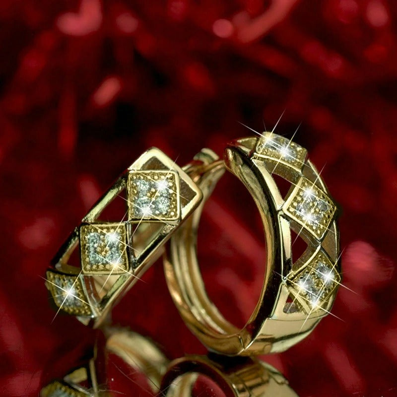 Vintage Gold Pave Diamond Earrings-Mialla Jewelry