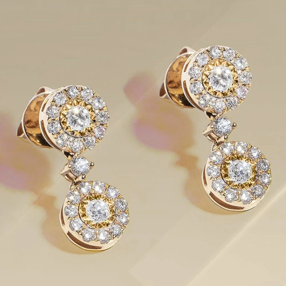 Vintage Gold Double Circle Earrings-Mialla Jewelry