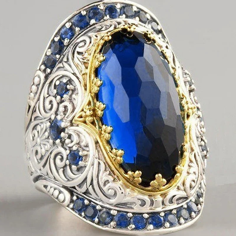 Vintage Silver Blue Royal Ring-Mialla Jewelry