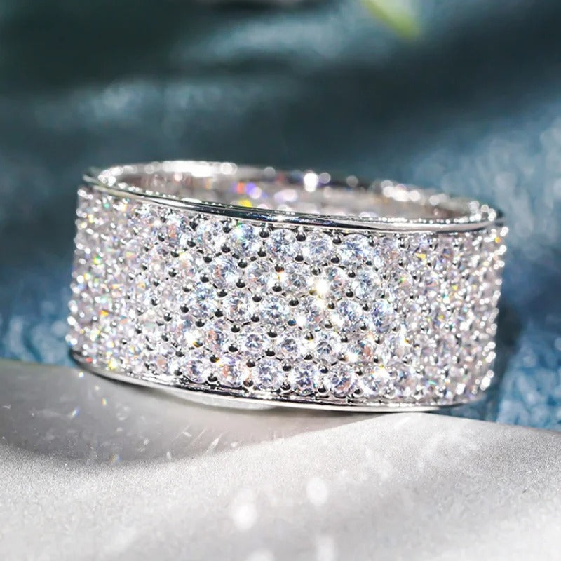 Sparkling Silver Crystal Promise Ring-Mialla Jewelry