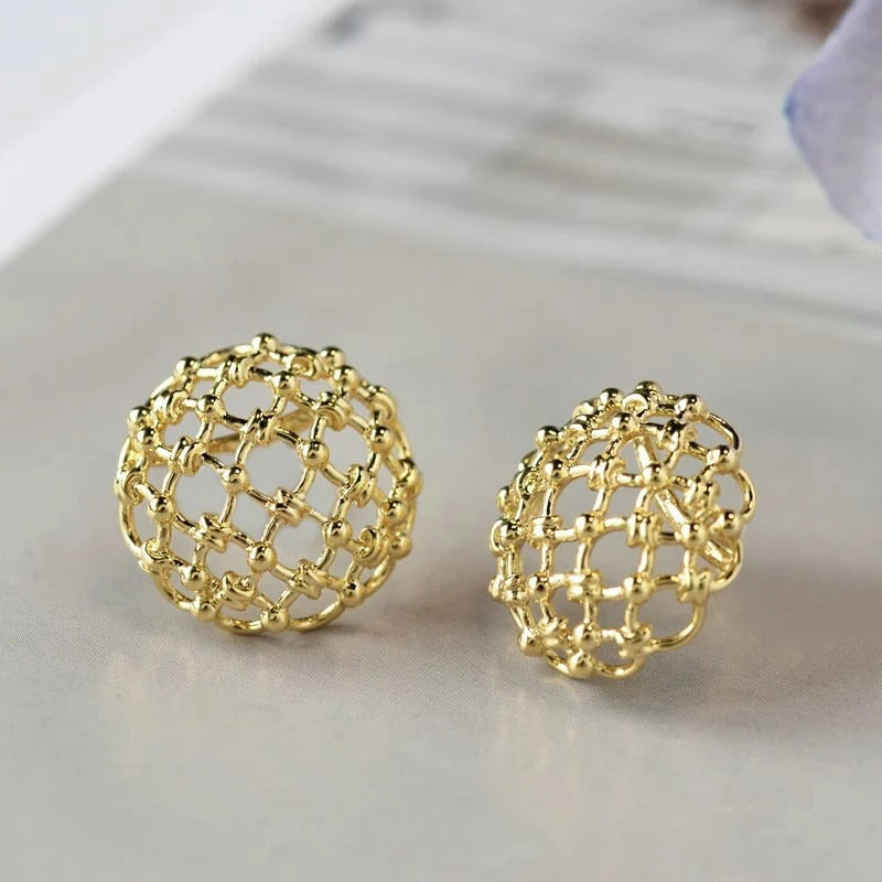 Vintage Gold Half-Ball Earrings-Mialla Jewelry