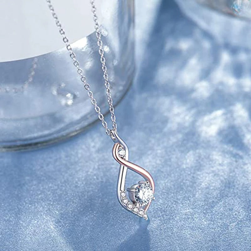 Silver Twist & Crystal Necklace-Mialla Jewelry