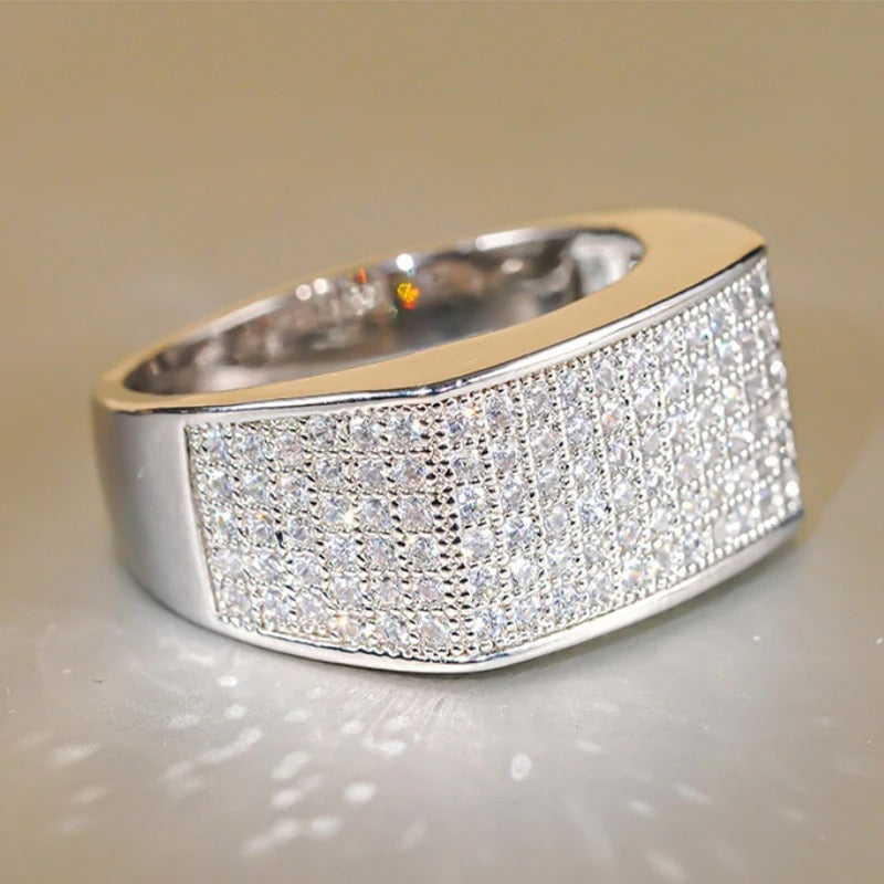Sparkling Silver Diamond Clear Ring-Mialla Jewelry