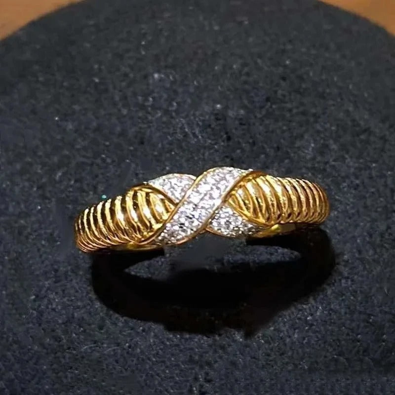Retro Gold & Silver Infinity Twist Adjustable Ring-Mialla Jewelry