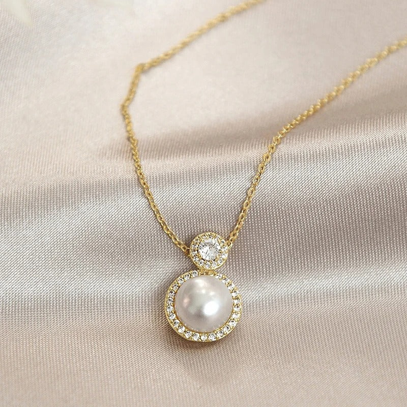 Vintage Gold Pearl & Sparkle Necklace-Mialla Jewelry