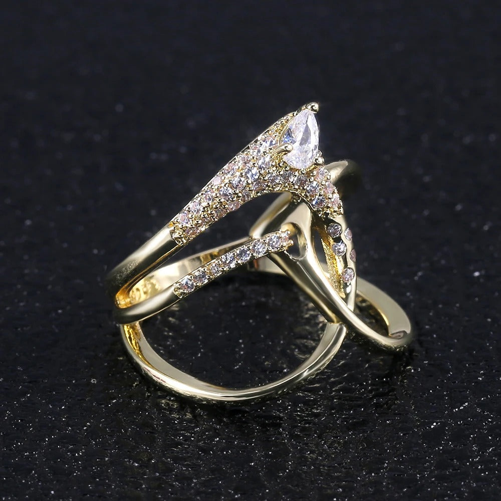 Vintage Gold Cross-Over Twist Ring-Mialla Jewelry