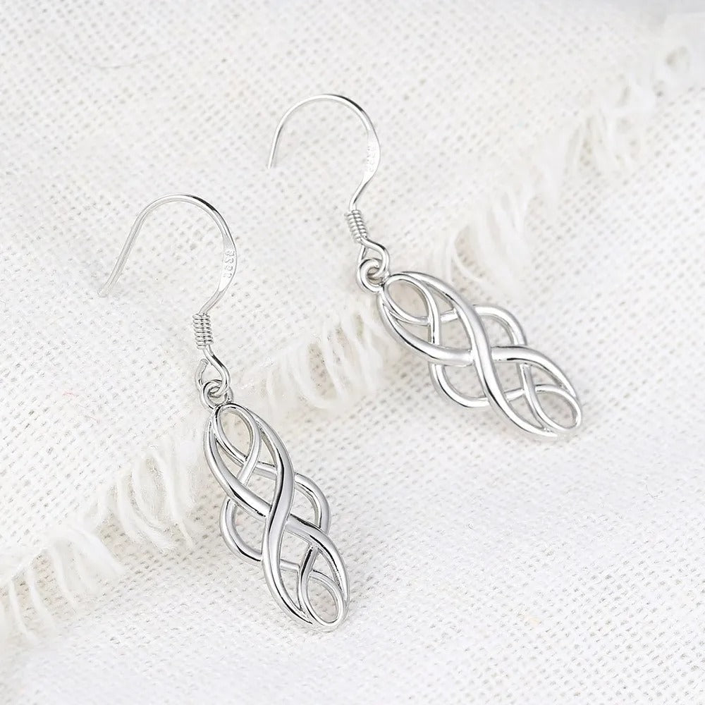 Timeless Silver Interwoven Infinity Pattern Earrings-Mialla Jewelry