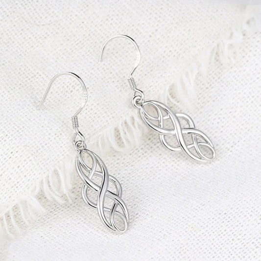 Timeless Silver Interwoven Infinity Pattern Earrings-Mialla Jewelry