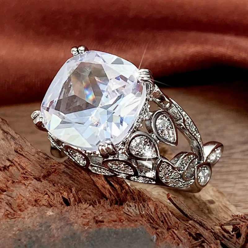 Silver Cushion Cut Gemstone Ring-Mialla Jewelry