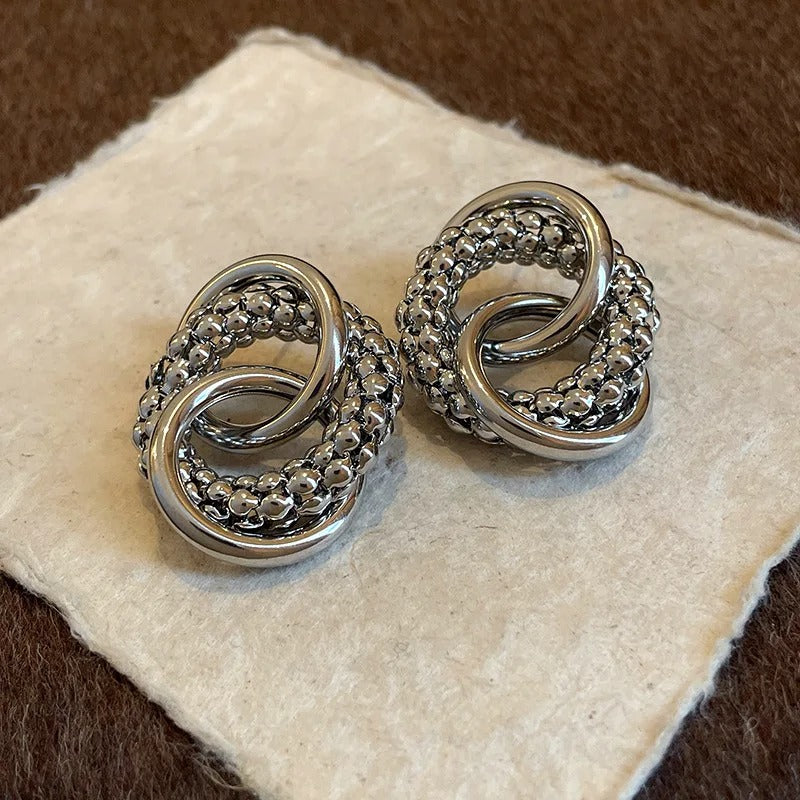 Vintage Silver Twist Knot Earrings-Mialla Jewelry