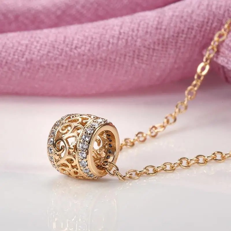 Gold Decorative Crystal Necklace-Mialla Jewelry