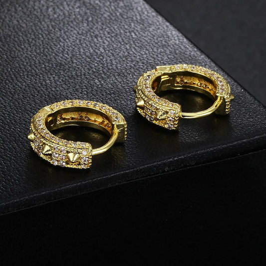 Vintage Gold Crystal Hoop Earrings-Mialla Jewelry