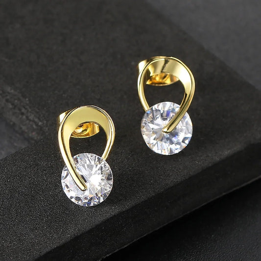 Vintage Gold & Clear Gemstone Earrings-Mialla Jewelry