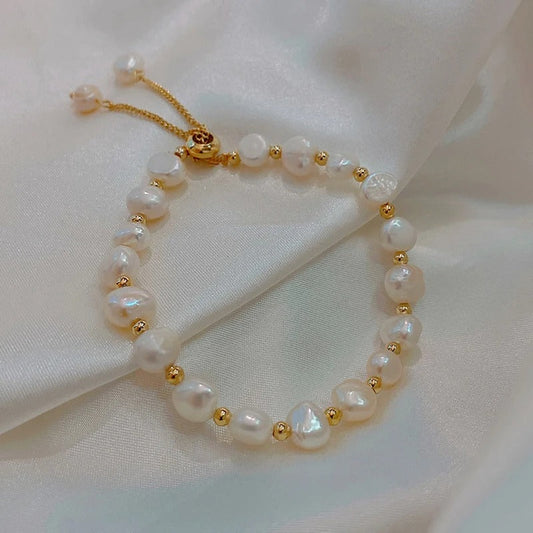 Vintage White Pearl & Gold Bracelet-Mialla Jewelry