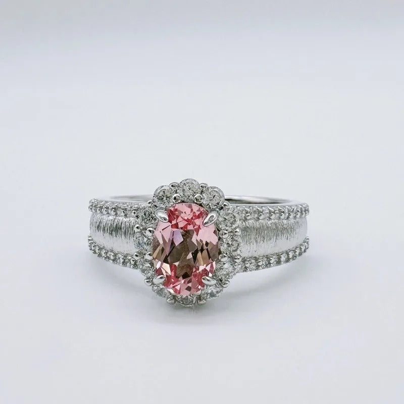 Vintage Silver & Light Pink Gemstone Adjustable Ring-Mialla Jewelry