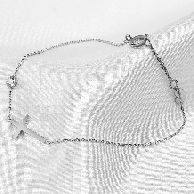 Silver Faith Heart Bracelet-Mialla Jewelry